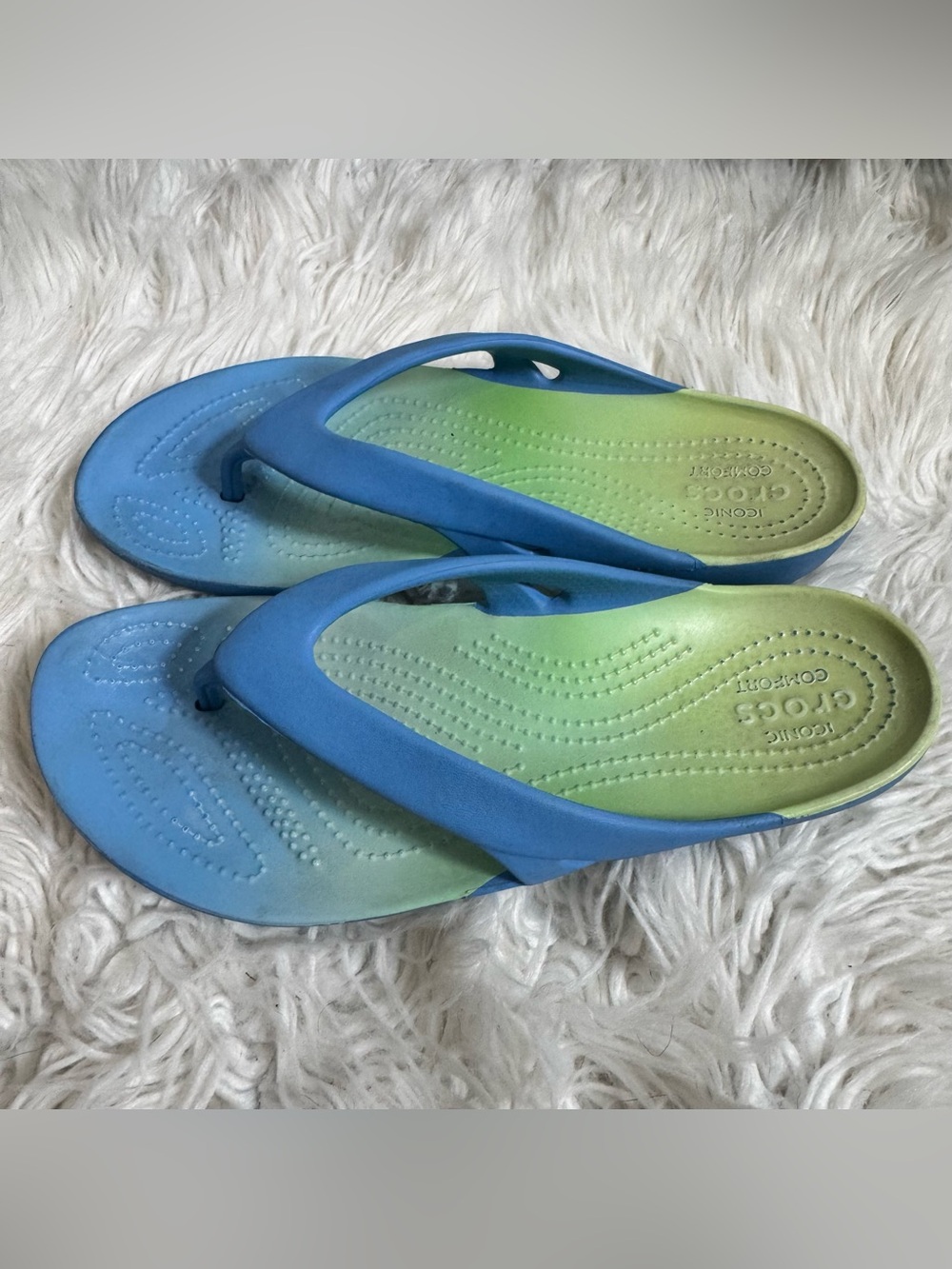CROCS Kadee II Seasonal Graphic Flip Flops Blue Green Gradient Color 8 - Picture 3 of 5